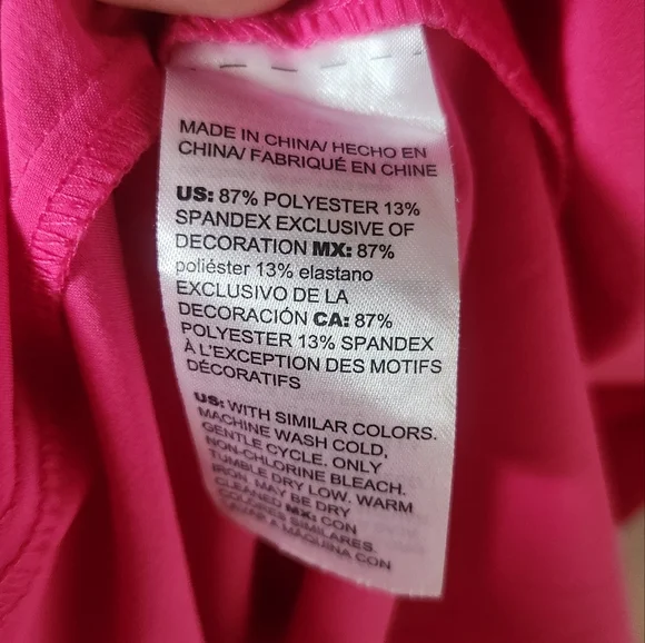 Chico's Dress Size 3 Pink Embroidered Flutter Sleeve Knee Length Sheath - Picture 9 of 10